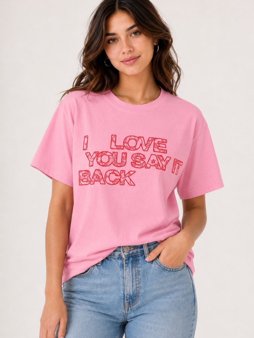 lonely ghost Pink Graphic Tee - I Love You Say It Back